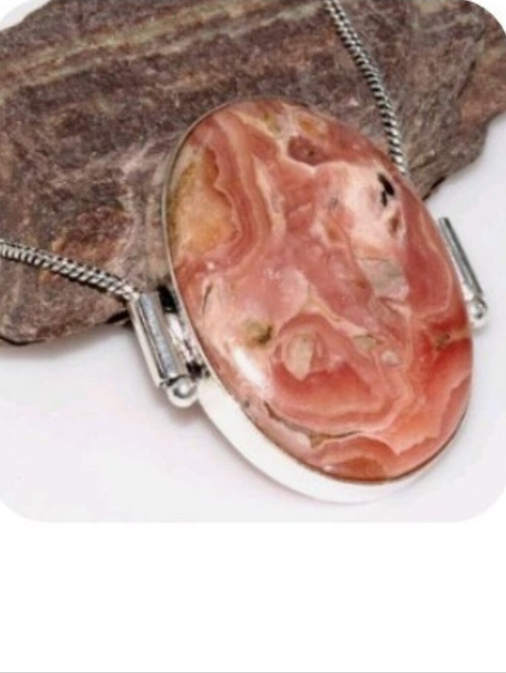 Rhodochrosite Gemstone 925 Sterling Silver Handmade Pendant Necklace